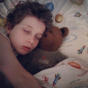 Jack and "Temmy" ... that stuffed bear has been through the ringer, but he still sleeps with him every night.